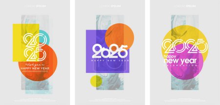 Frohes neues Jahr 2025 Hintergrund mit Transparenz Textur mit schönen Farben. 2025 Vektor-Premium-Design für Grußkarten, Flyer und Social-Media-Beiträge.
