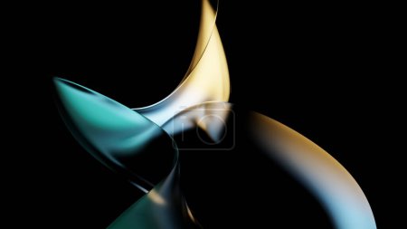 Photo for Abstract 3d background dark render glass fluid iridescent holographic curved fabric wave in motion. Gradient design element for backgrounds, banners, wallpapers, posters and covers. - Royalty Free Image