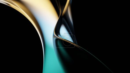 Photo for Abstract 3d background dark render glass fluid iridescent holographic curved fabric wave in motion. Gradient design element for backgrounds, banners, wallpapers, posters and covers. - Royalty Free Image