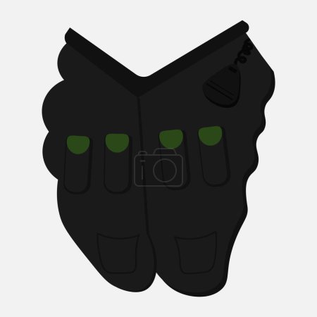 Illustration for Bulletproof vest military, police protective color black. Body armor covers for protection. With radio. Vector icon isolated. - Royalty Free Image