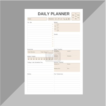 Daily planner KDP Interior design  vector templates || Ready to Print