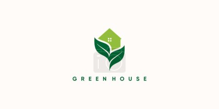 Téléchargez les illustrations : Logo de la maison verte avec concept moderne créatif Premium Vector - en licence libre de droit