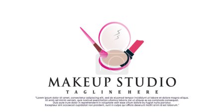 Téléchargez les illustrations : Conception de logo de maquillage avec concept créatif Premium Vector - en licence libre de droit
