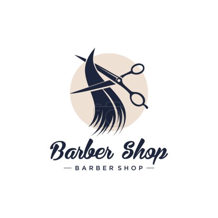 Illustration for Haircut logo design with modern unique style idea - Royalty Free Image