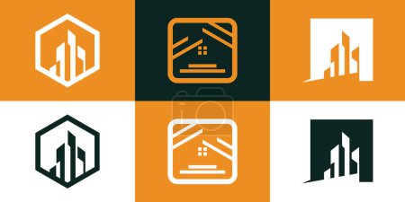 Illustration for Collection of building architecture sets Premium Vector - Royalty Free Image