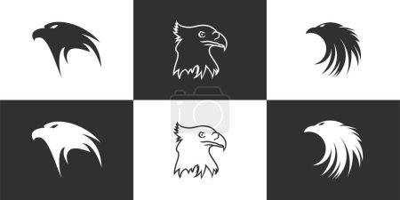 Ilustración de Conjunto cabeza águila logo diseño con concepto único Vector Premium - Imagen libre de derechos