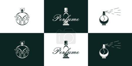 Téléchargez les illustrations : Ensemble vectoriel de luxe bouteille de parfum logo design inspiration collection premium parfum style minimaliste Premium Vector - en licence libre de droit