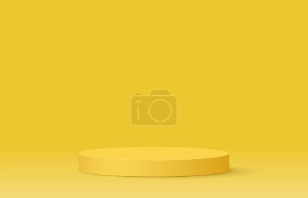 Yellow podium realistic 3d design. Vector illustration 