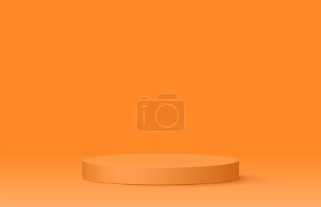 Téléchargez les illustrations : Orange podium réaliste 3d papier art fond design. Illustration vectorielle - en licence libre de droit