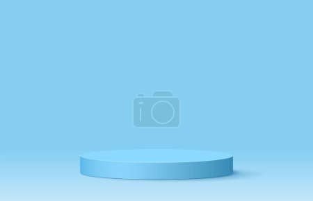 Téléchargez les illustrations : Bleu podium réaliste 3d papier art fond design. Illustration vectorielle - en licence libre de droit