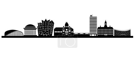 Illustration for Cambridge Massachusetts City Skyline Vector - Royalty Free Image