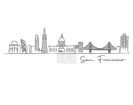 Téléchargez les illustrations : Skyline de la ville de San Francisco Sketch - en licence libre de droit