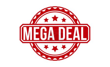 Sello Mega Deal sello de goma roja sobre fondo blanco. Signo de sello de Mega Trato. Sello Mega Oferta.