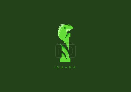 Foto de Este es un logotipo moderno de Iguana, Gran combinación de símbolo de Iguana con la letra I como inicial de Iguana sí mismo. - Imagen libre de derechos