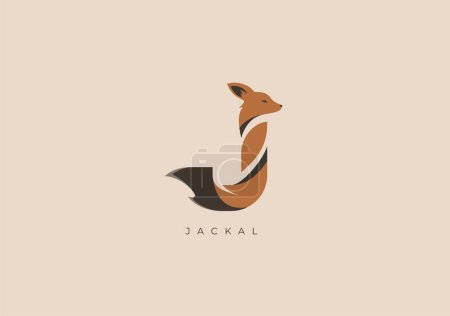 Illustration pour C'est un logo moderne du chacal, une grande combinaison de symbole du chacal avec la lettre J comme initiale du chacal lui-même. - image libre de droit
