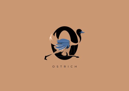 Foto de Este es un logotipo moderno de avestruz, Gran combinación de símbolo de avestruz con la letra O como inicial de avestruz sí mismo. - Imagen libre de derechos