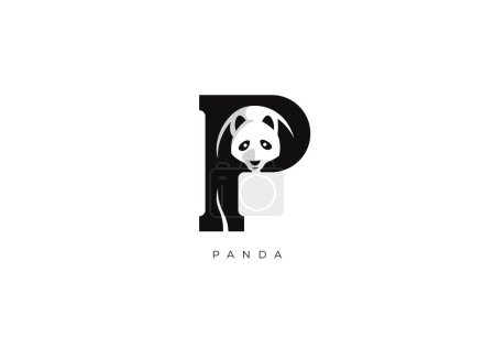 Foto de Este es un logotipo moderno de Panda, Gran combinación de símbolo de Panda con letra P como inicial de Panda sí mismo. - Imagen libre de derechos