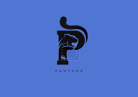 Ilustración de Este es un logotipo moderno de Panther, Gran combinación de símbolo de Panther con letra P como inicial de Panther sí mismo. - Imagen libre de derechos