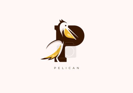 Foto de Este es un logotipo moderno de Pelican, Gran combinación de símbolo Pelican con letra P como inicial de Pelican sí mismo. - Imagen libre de derechos