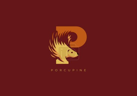 Ilustración de Este es un logotipo moderno de Porcupine, Gran combinación de símbolo Porcupine con letra P como inicial de Porcupine sí mismo. - Imagen libre de derechos