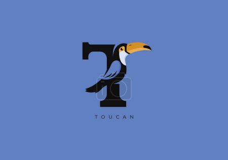 Foto de Este es un logotipo moderno de Toucan, Gran combinación de símbolo de Toucan con letra T como inicial de Toucan sí mismo. - Imagen libre de derechos