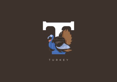 Photo for This is a modern logo of Turkey, Great combination of Turkey symbol with letter T as initial of Turkey itself. - Royalty Free Image