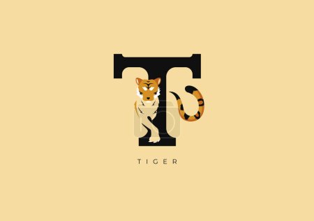 Foto de Este es un logotipo moderno de Tigre, Gran combinación de símbolo de Tigre con letra T como inicial de Tigre mismo. - Imagen libre de derechos