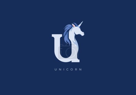 Foto de Este es un logotipo moderno de Unicornio, Gran combinación de símbolo Unicornio con letra U como inicial del Unicornio mismo. - Imagen libre de derechos