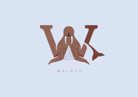 Photo for This is a modern logo of Walrus, Great combination of Walrus symbol with letter W as initial of Walrus itself. - Royalty Free Image