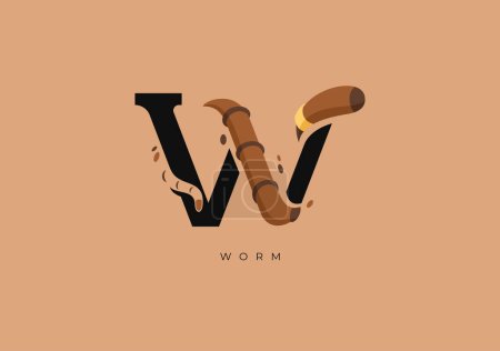 Foto de Este es un logotipo moderno de gusano, Gran combinación de símbolo de gusano con letra W como inicial de gusano sí mismo. - Imagen libre de derechos