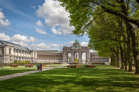 Photo for BRUSSELS, BELGIUM - APRIL 7, 2014: The Triumphal Arch in Cinquantennaire Parc in Brussels , Belgium - Royalty Free Image