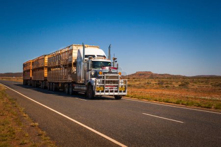 Photo for ALICE SPRINGS, AUSTRALIA - CIRCA AUGUST 2016: Road Train on the Stuart Highway, Northern Territory, Australia - Royalty Free Image
