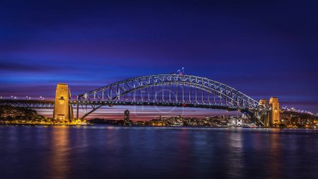 Sydney Harbour Bridge at dusk, Sydney, Australia