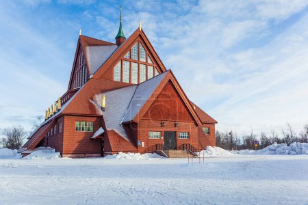 Photo for The church of Kiruna, Sweden. Built in Gothic Revival style at  the beginning of the XIX century, it is one of the largest wooden building. - Royalty Free Image