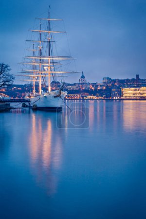 Photo for Af Chapman moored on the western shore of the Skeppsholmen Island now serving as a youth hostel, Stockholm, Sweden. - Royalty Free Image