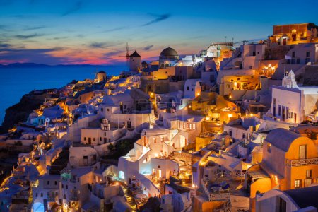 Photo for Classic view of sunset over Oia, Santorini, Greece - Royalty Free Image