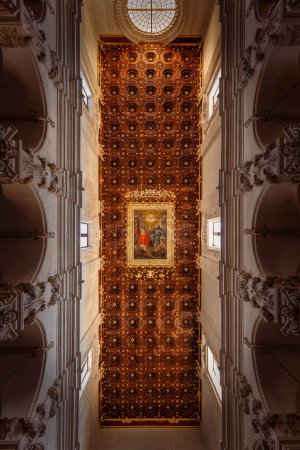 Photo for The wooden ceiling of the Basilica of the Holy Cross (Santa Croce), Lecce, Italy - Royalty Free Image