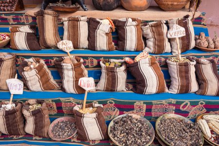 Photo for Andean products for sale in the Sacred Valley, Cusco, Peru - Royalty Free Image