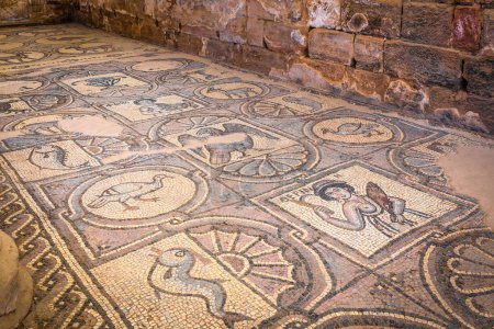 Foto de Mosaicos de la antigua iglesia bizantina de Petra, Jordania - Imagen libre de derechos