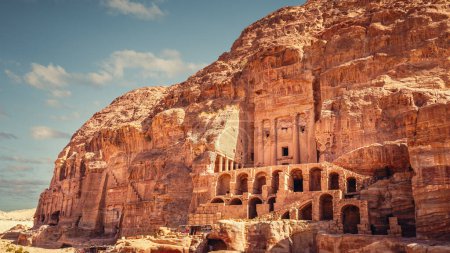 Photo for The Urn Tomb with the courtyard and the doric colonnades on two sides, Petra, Jordan - Royalty Free Image