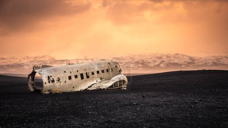 Photo for Beautiful winter sunset at Solheimasandur DC-3 plane wreck, South Iceland, Iceland - Royalty Free Image