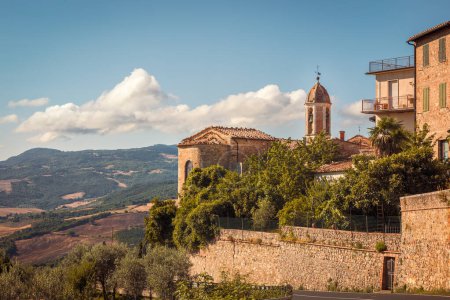 Photo for View of Castiglione d'Orcia with the church of St. Stefano and Degna, Castiglione d'Orcia, Italy - Royalty Free Image