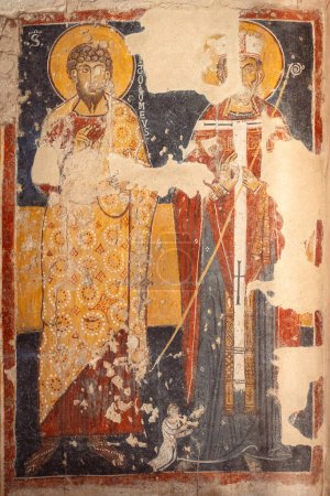 Photo for Byzantine style fresco of St. Bartholomew and St. Nikola, church of Santa Maria Maggiore (Saint Mary Maggiore), Monte Sant'Angelo, Foggia, Italy - Royalty Free Image