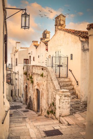 Foto de Callejón con casas tradicionales en Monte Sant 'Angelo, Foggia, Italia - Imagen libre de derechos