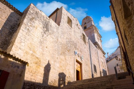 Facade of the romanesque Cathedral of Santa Maria Assunta of Vieste, Puglia, Italy