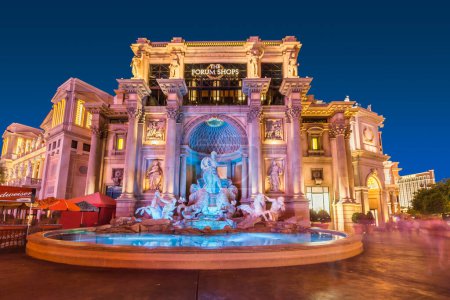 Photo for A copy of  famous Trevi Fountain of Rome, Italy, located in Las Vegas Strip outside the Caesars Palace shopping destination, The Forum Shops - Royalty Free Image