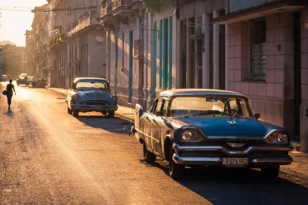 Photo for Vintage cars and colonial buildings in Centro Havana, Havana, Cuba - Royalty Free Image
