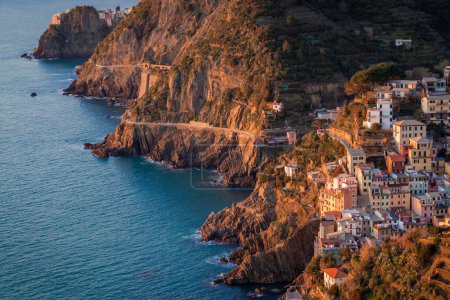 Photo for Via dell'amore (way of love), a hiking path connecting Riomaggiore to Manarola, Cinque Terre, Italy. The most romantic way in the world. - Royalty Free Image