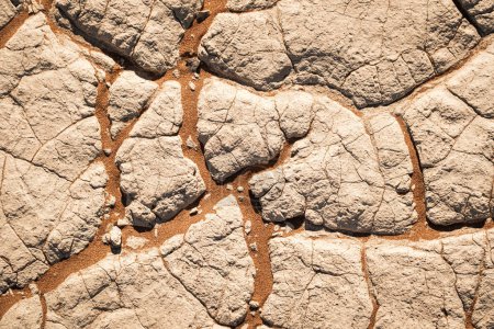 Foto de El suelo seco de la sartén Deadvlei en el área de Sossusvlei, Parque Nacional Namib-Naukluft, Namibia. Está hecho de arcilla, un material terroso que es plástico cuando está húmedo y duro cuando se dispara.. - Imagen libre de derechos