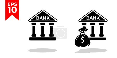 Foto de Banco con bolsa de dinero. Ilustración vectorial plana - Imagen libre de derechos
